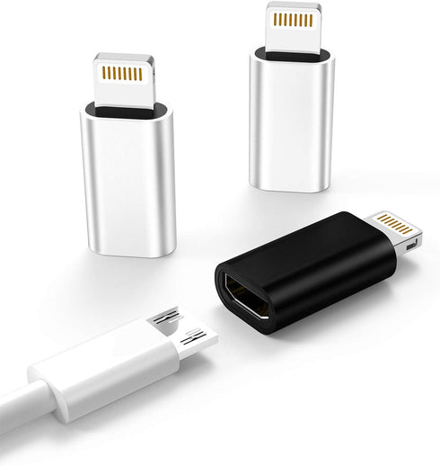 zoyuzan 3-Pack,Micro USB to Lightning Adapter,Lightning Male to Microusb Female Adapter for iPhone 5s 6 6s 7 8 Plus se2 x xr xs 12 11 Mini max pro...
